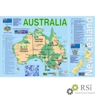 Учебная карта Австралия и Новая Зеландия на английском языке - Оснащение школ и детских садов